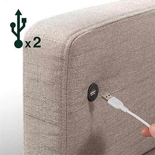 ZINUS Pascal Sofa with USB Ports | Mid-Century | Tool-Free, Easy Assembly | Tufted Cushions | Tuxedo Arm | Tapered Legs | Sofa-in-a-Box | Oatmeal