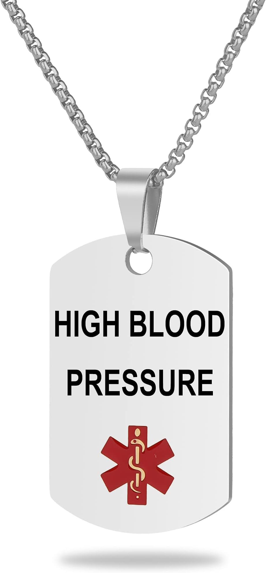 Medical Alert Necklace Custom Engraving Stainless Steel ID Tag Pendant for Men Women