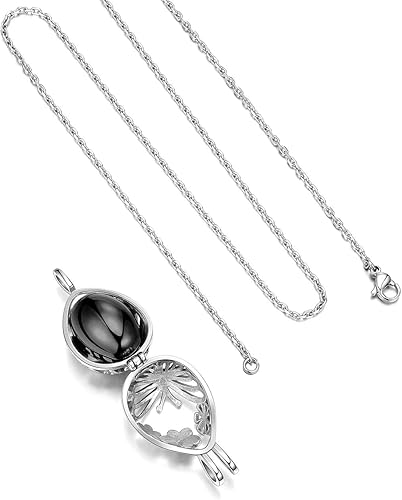 Miniatura 4 de Collar de urna de mariposa de flor hueca para cenizas, medallón conmemorativo de acero inoxidable, colgante de recuerdo, joyería de cremación para