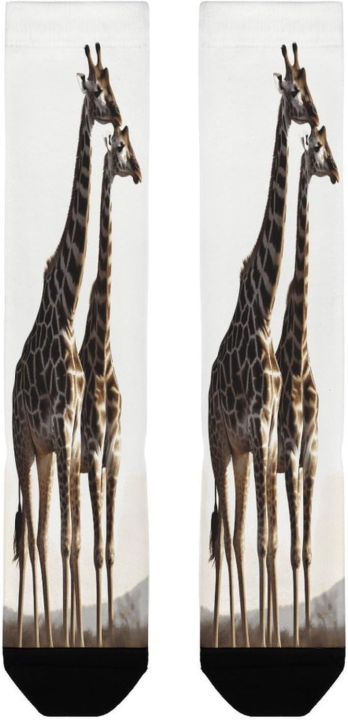 African Giraffe Crew Socks Calf Socks Athletic Crew Sock