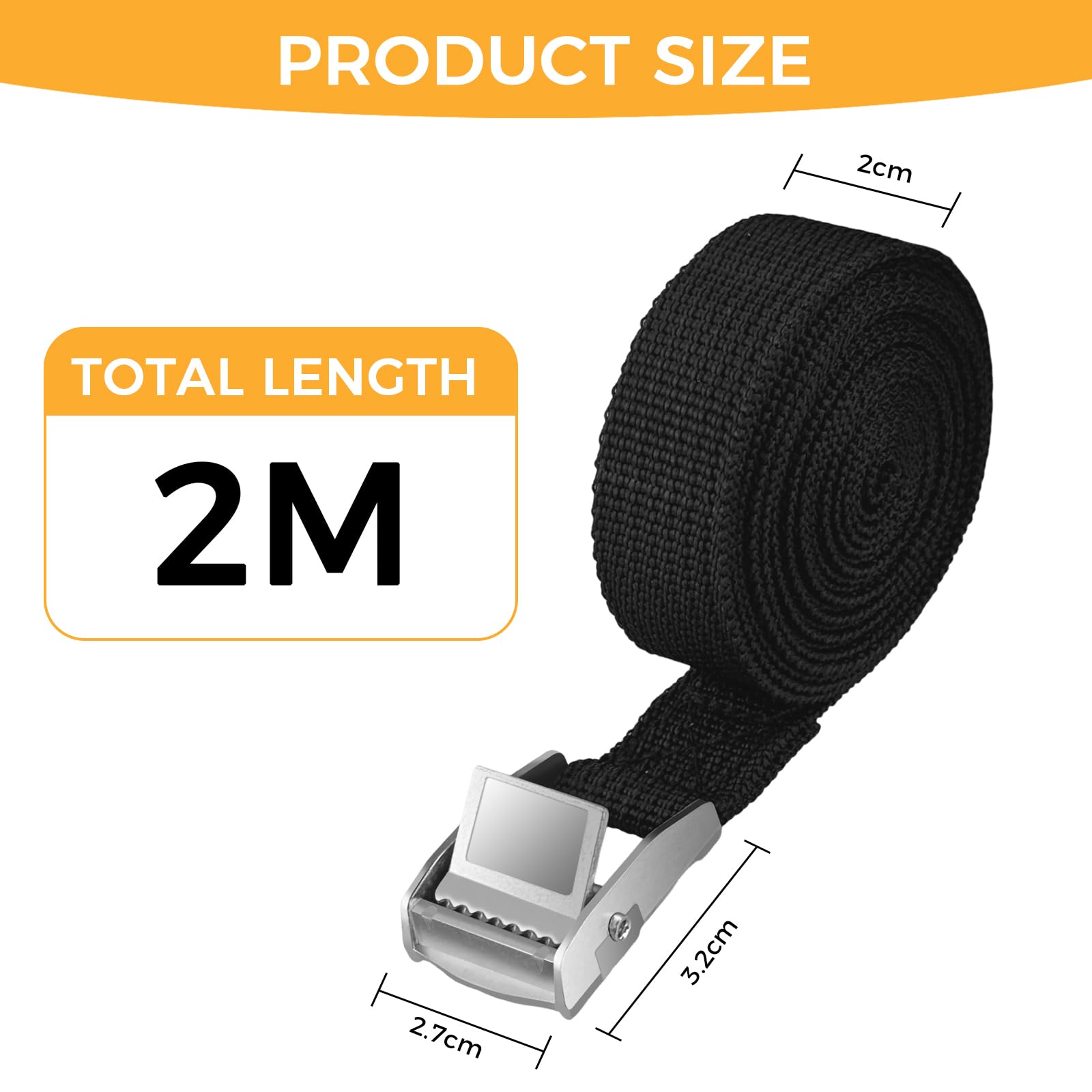 CNMTCCO 6 sztuk pasów mocujących 2 m, pas mocujący 20 mm szerokości, pas mocujący z zamkiem zaciskowym, wytrzymałość 120 kg, pas mocujący do bagażnika rowerowego, motocyklowego, bagażnika dachowskiego