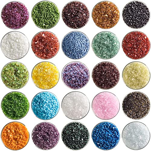 Super Mega Coarse Glass Frit Sampler Pack Number 1-25 Colors, 90 COE - Made from Bullseye Glass by New Hampshire Craftworks