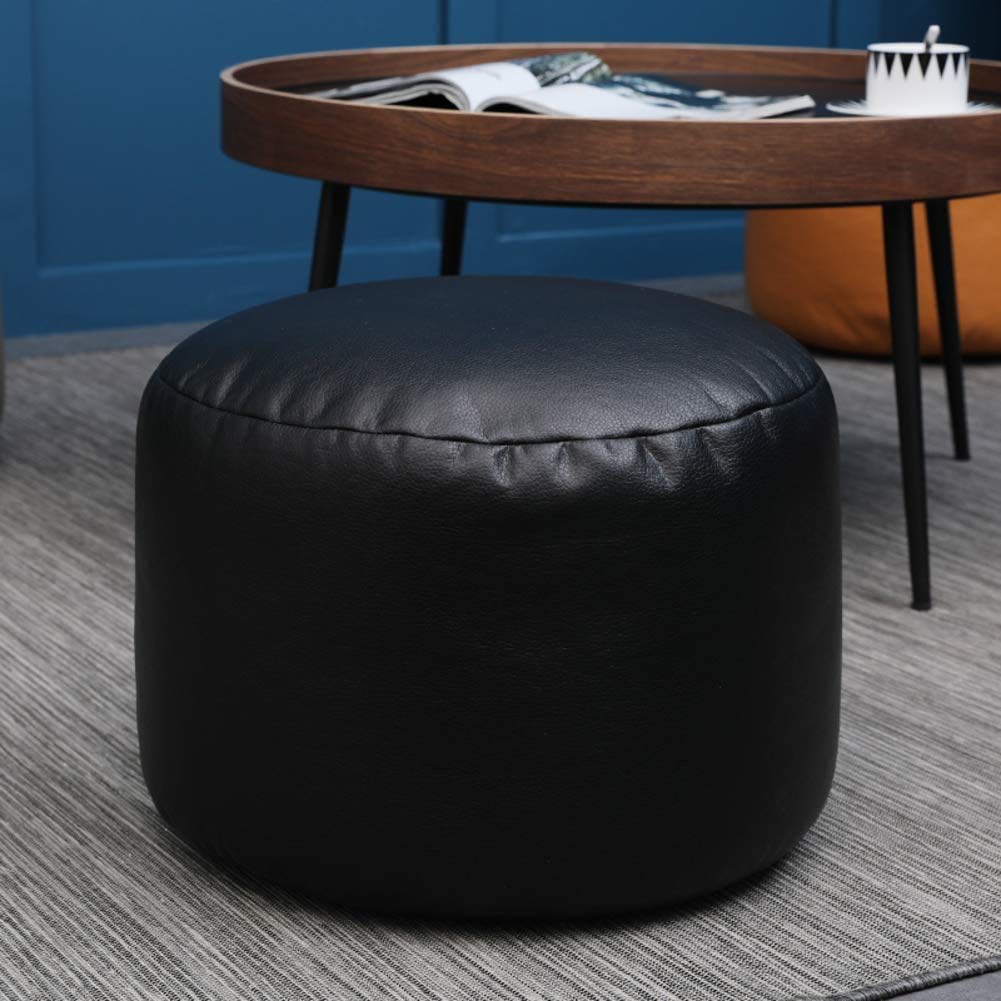 Pouf Pouf Détachable en Cuir PU Noir Moderne, Confort Haut de Gamme