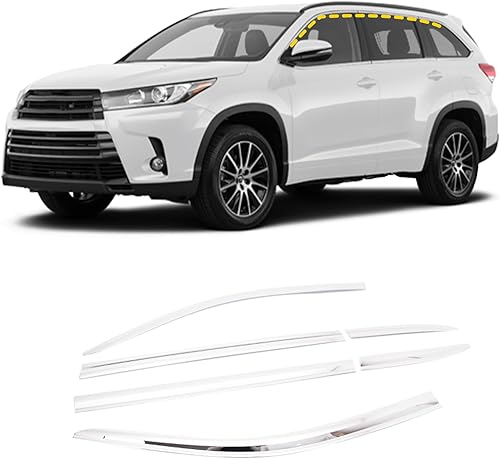 Miniatura 1 de Northern Prime - Deflectores de viento y viserasprotectores de lluvia compatibles con Toyota Highlander 2014-2019_Acabado cromado estilo cinta (6