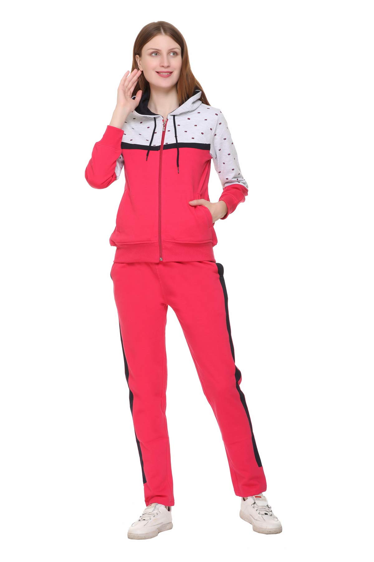 In Love Women's Stylish Zipper Velvet Plus Size Longline Winter Wear Track Suit Night Suit Co-Ord Set