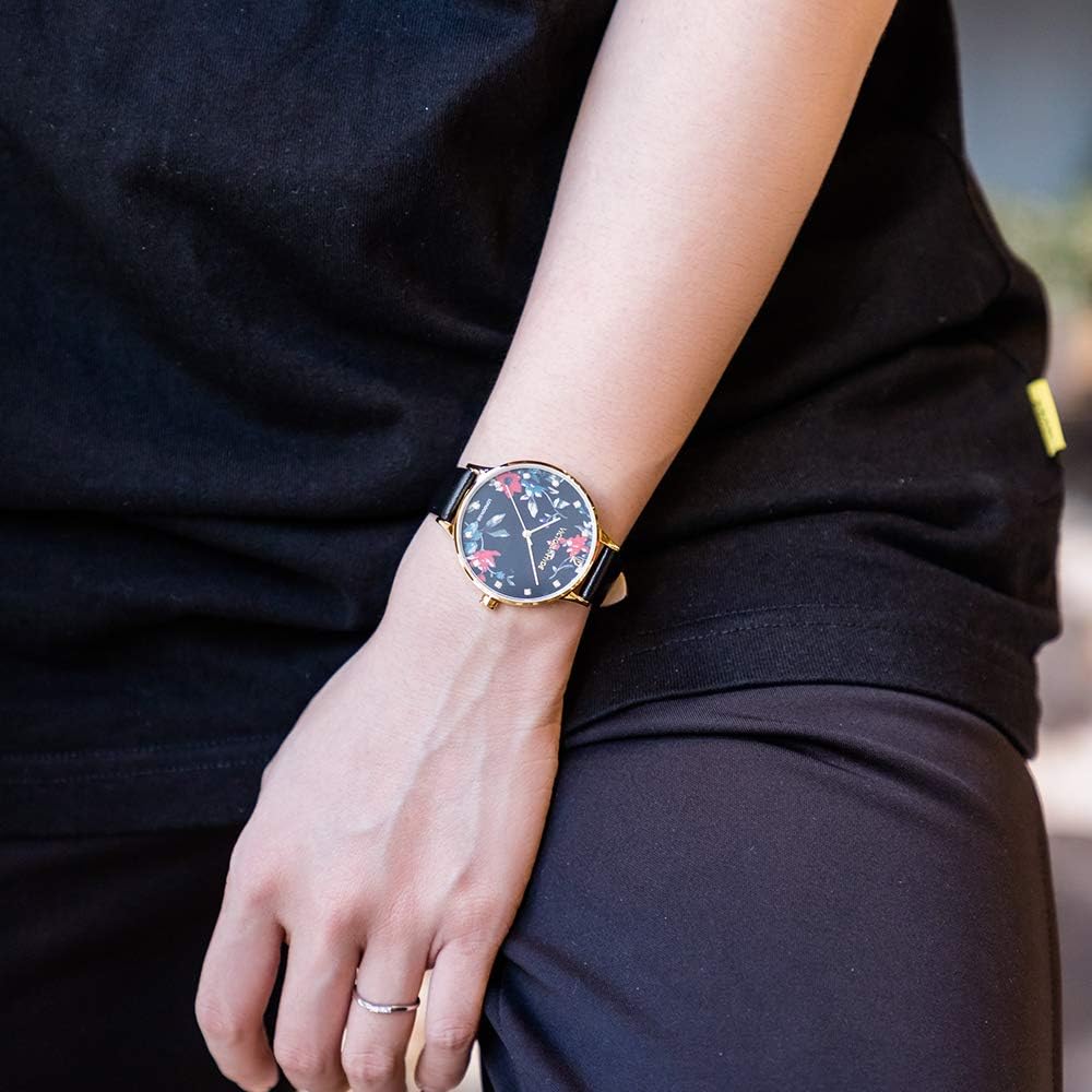 VICTORIA HYDE Moda Floreale Fiore Viso Al Orologio Analogico Quarzo Donna Cinturino In Vera Pelle Impermeabile