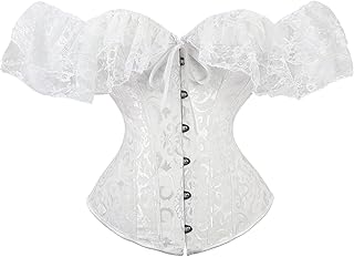 Women's Princess Renaissance Corset Lace Ruched Sleeves Elegant Overbust Top