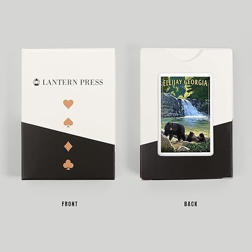 Miniatura 8 de Lantern Press Ellijay, Georgia, Bear Family and Waterfall (52 cartas de juego, baraja de cartas de tamaño póquer con comodines)