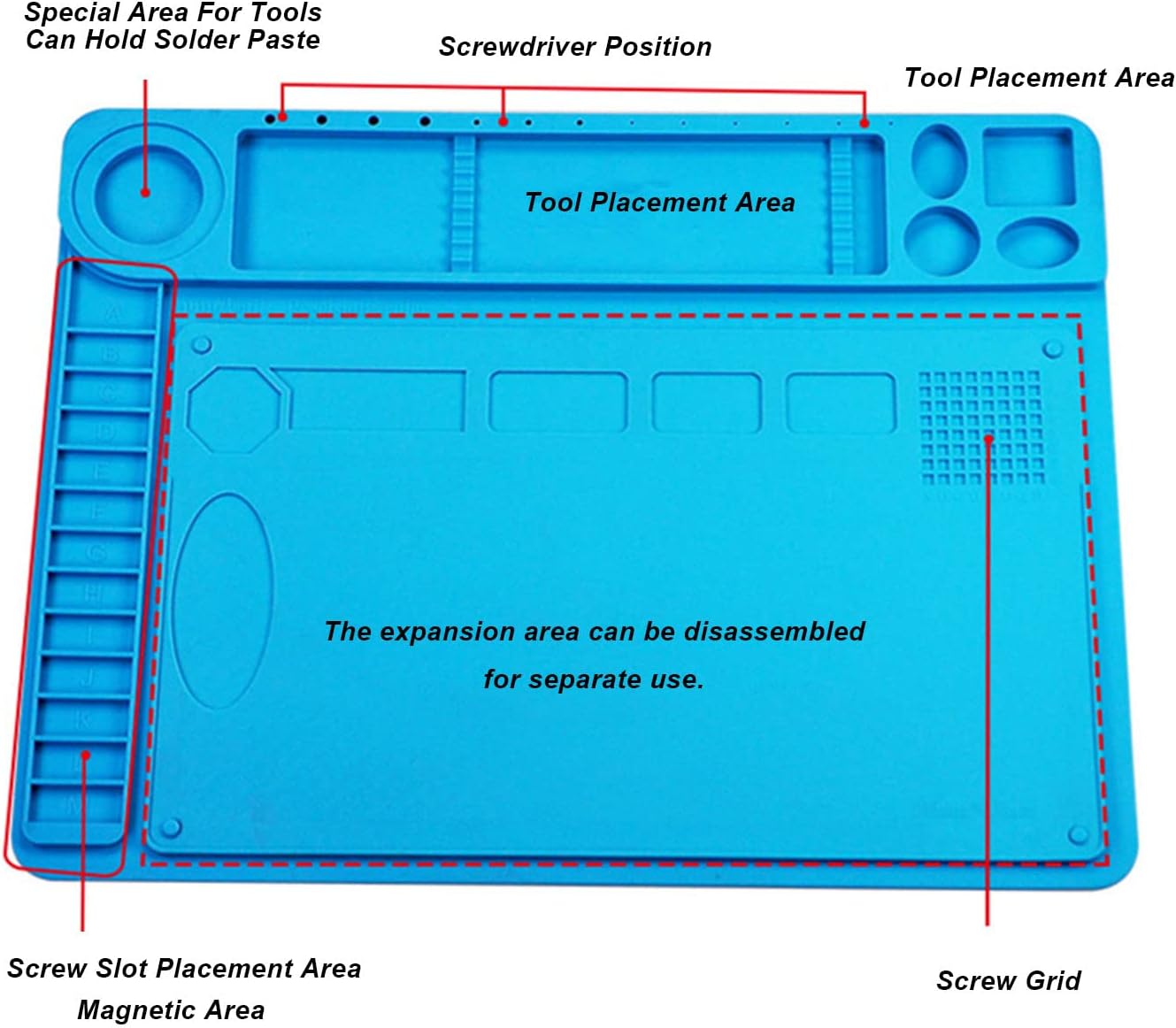 Soldering Mat, 2PCS Silicone Repair Pad Heat Resistant with Scale for Electronics Phone Computer Repair
