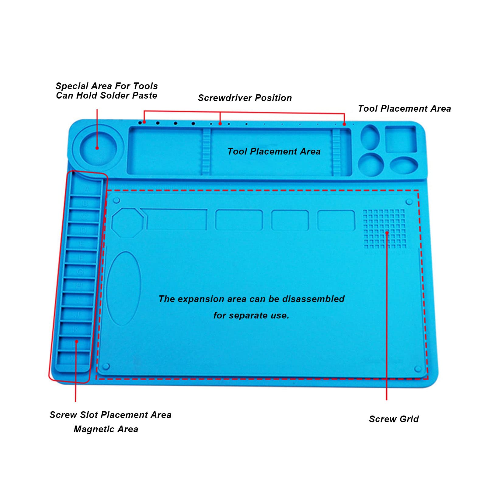 350x250mm Lötmatte Silikon - 500°C Hitzebeständig Für Elektronik Reparatur
