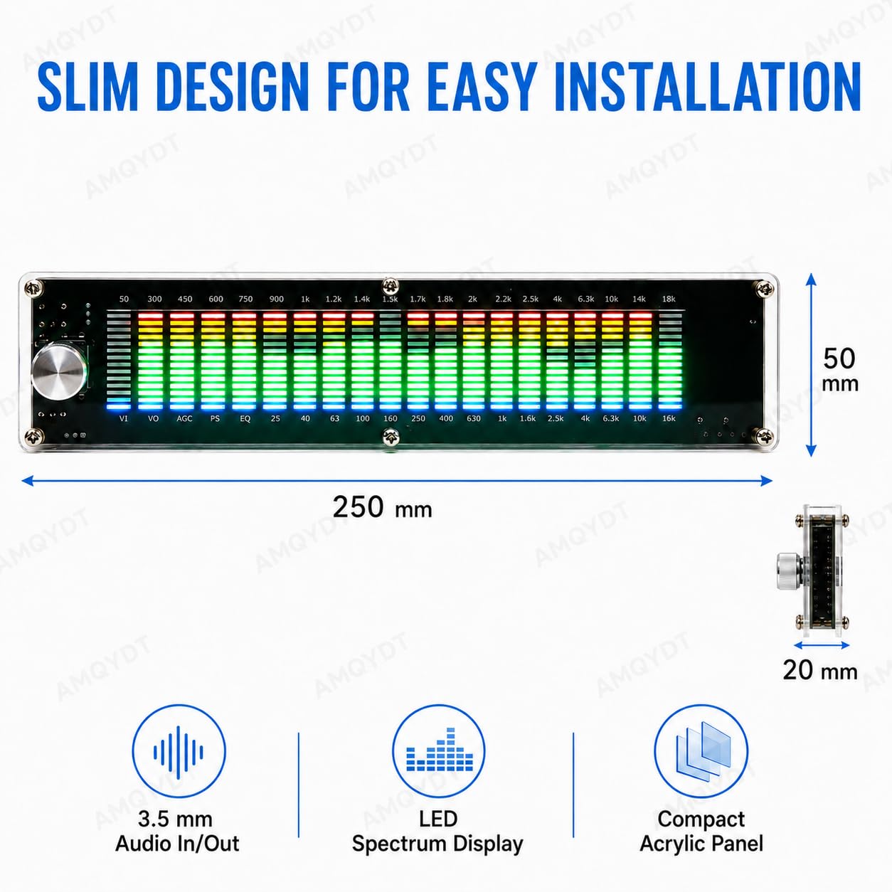 Analizador De Espectro De Audio, Pantalla Led De Espectro Musical con Dsp De 15 Bandas, Medidor VU De 20 Segmentos Y 15 Niveles, Ganancia Analógica para Audio Doméstico Y De Estudio