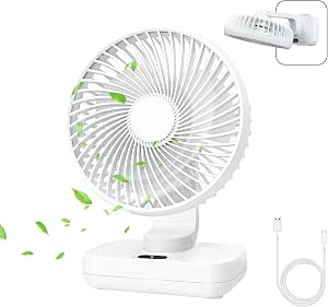 MERTTURM USB Desk Mini Portable Cooling Table Fan with 4 Speeds, 360° Adjustment 4000mAh Rechargeable Battery Operated Small Quiet Personal Desktop Silent Fan for Home Office Outdoor Travel