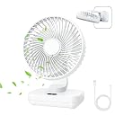 MERTTURM USB Desk Fan, Mini Portable Cooling Table Fan with 4 Speeds, 4000mAh Rechargeable Battery Operated Small Quiet Desktop Fan, 360° Adjustment Personal Silent Fan for Home Office Outdoor Travel gallery image