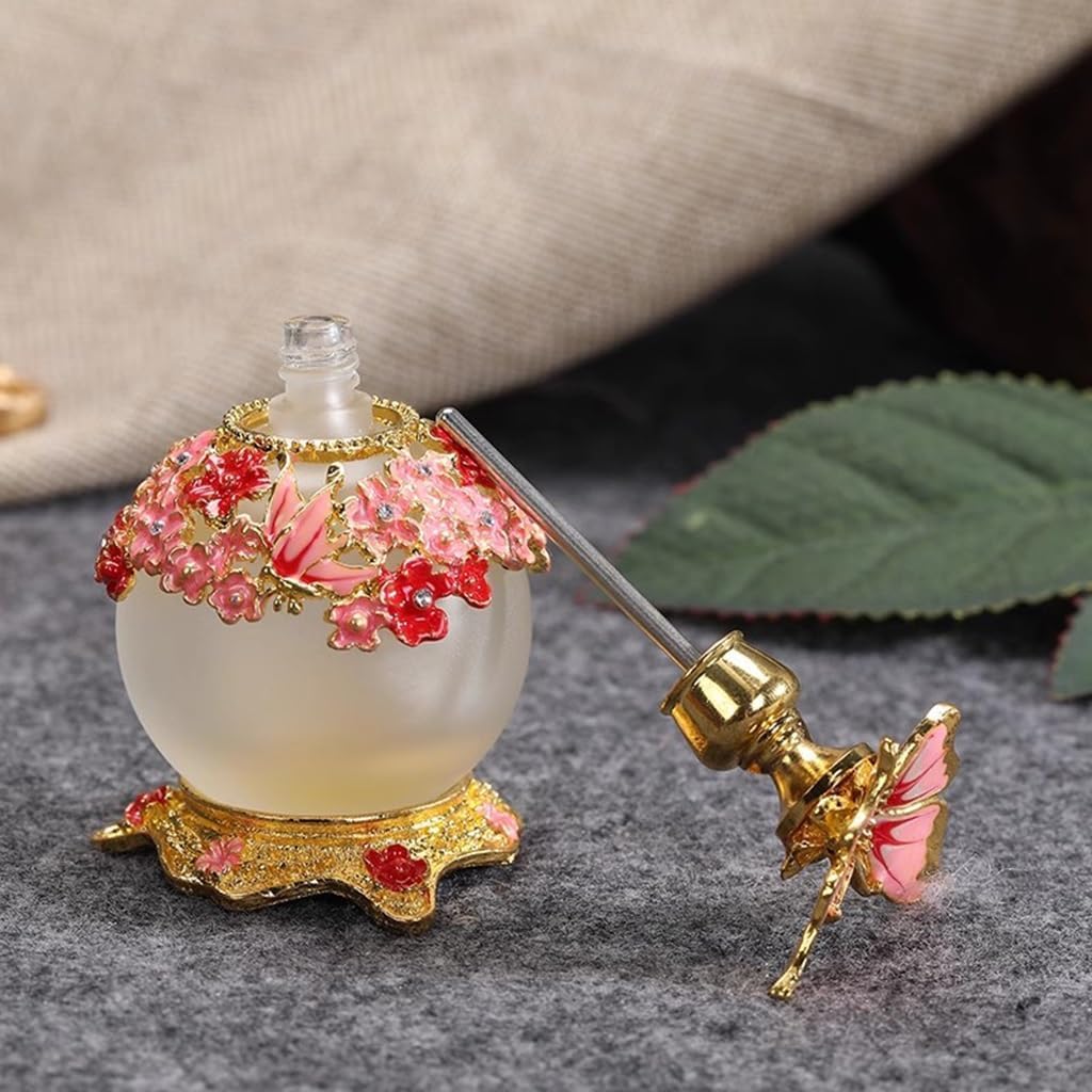 Butelka na perfumy w stylu vintage, pusta butelka, szkło 25 ml z osłoną motylkową