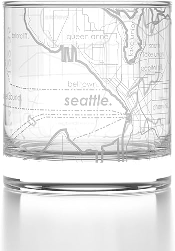 Miniatura 139 de Well Told Vaso de whisky grabado con mapa de Charleston, Carolina del Sur, vaso de rocas estilo antiguo (11 oz, transparente), vaso de whisky