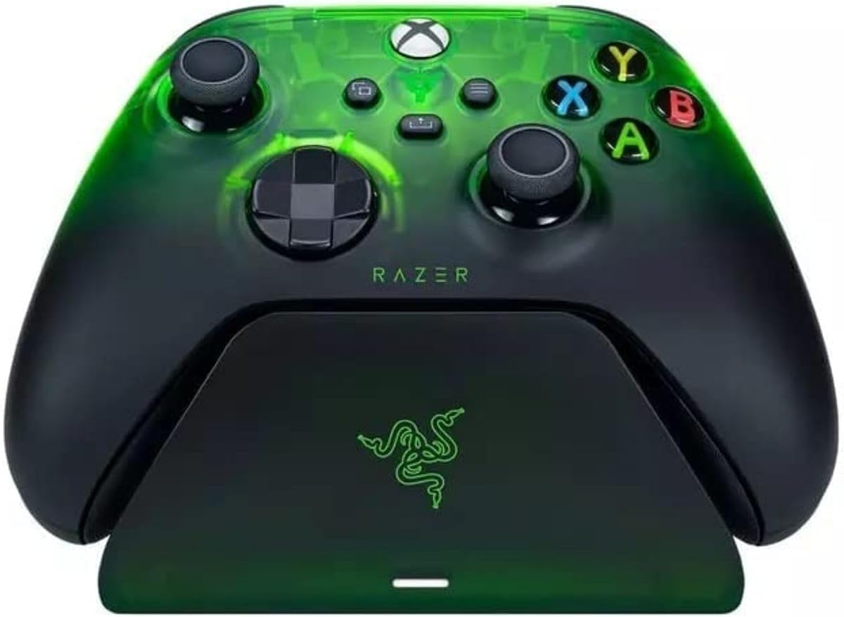Razer Wireless Controller & Quick Charging Stand Bundle for Xbox Series X|S, Xbox One: Impulse Triggers - Textured Grips - 12hr Battery Life - Magnetic Secure Charging Limited Green Edition