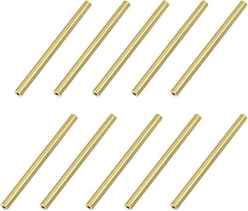 uxcell Tubo redondo de latón, 0.079 in de diámetro exterior 0.020 in de grosor de pared 1.181 in de longitud, tubo sin costuras para manualidades de