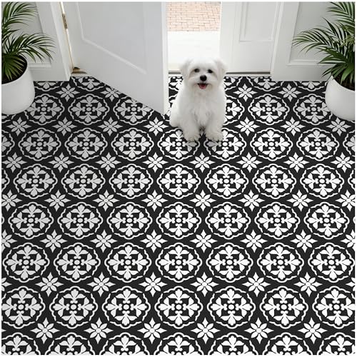 MORCART Peel and Stick Floor Tile, Self-Adhesive DIY Vinyl Flooring, Removable and Waterproof Tile Sticker for Bathroom, Kitchen, Wall, Fireplace (20PCS,7.87" x 7.87", Black & White Retro) by MORCART - Image 5