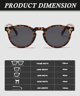 Polarised Round Sunglasses Women Men Retro Classic Acetate Frame Sunglasses UV400 Protection
