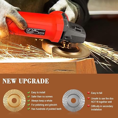 Miniatura 7 de Juego de 5 discos de tallado de madera para amoladora angular de 4 o 4 12 pulgadas con eje de 58 pulgadas, disco de tallado afilado de madera para