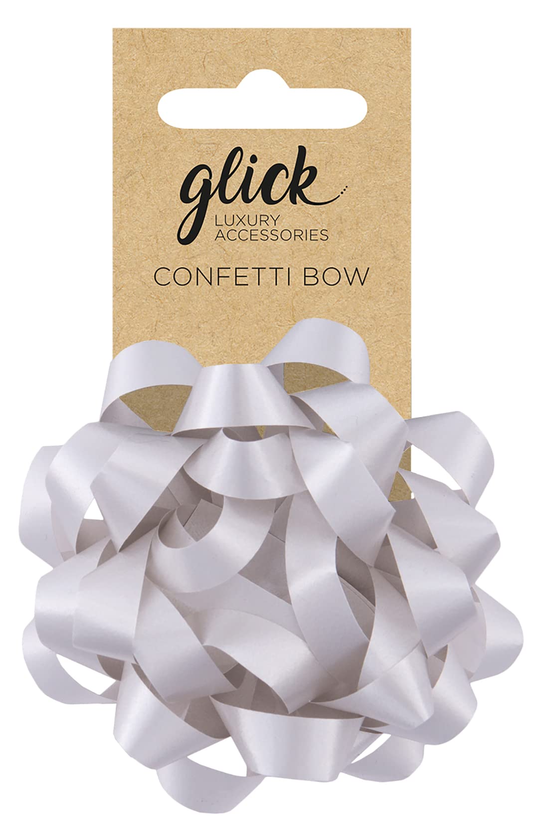 Glick Luxury Confetti Bow Silver, Accessories for Gifts at Christmas, Birthdays, Valentine and other Celebrations, Silver stick on Bow