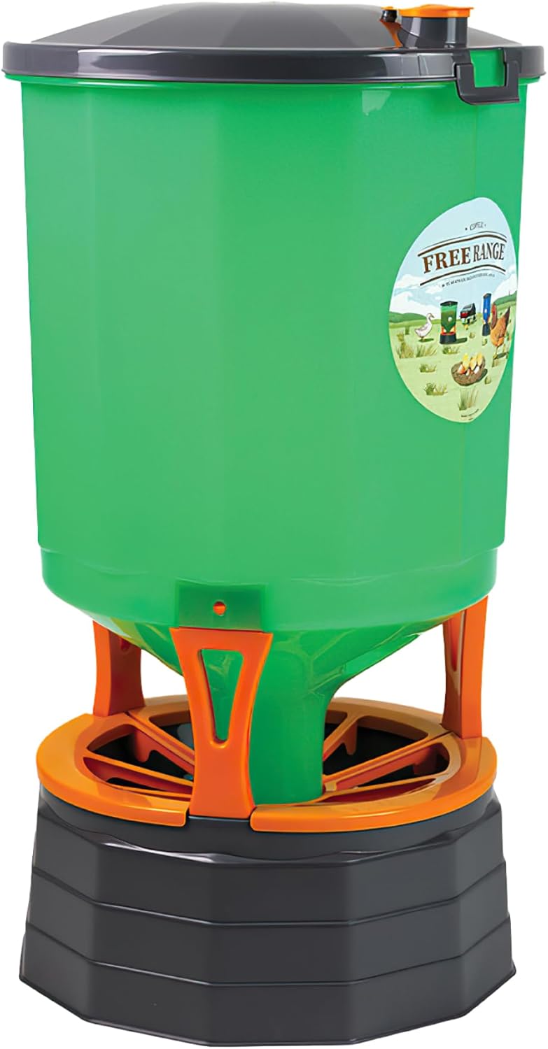 Stromberg's High Capacity Silo Poultry Feeder, 65 lb, Translucent Body, Easy to Clean, Feed Saver Grill, Elevated 6" Stand, Large Lid for Easy Filling, Durable & Efficient Design for Backyard & Farm