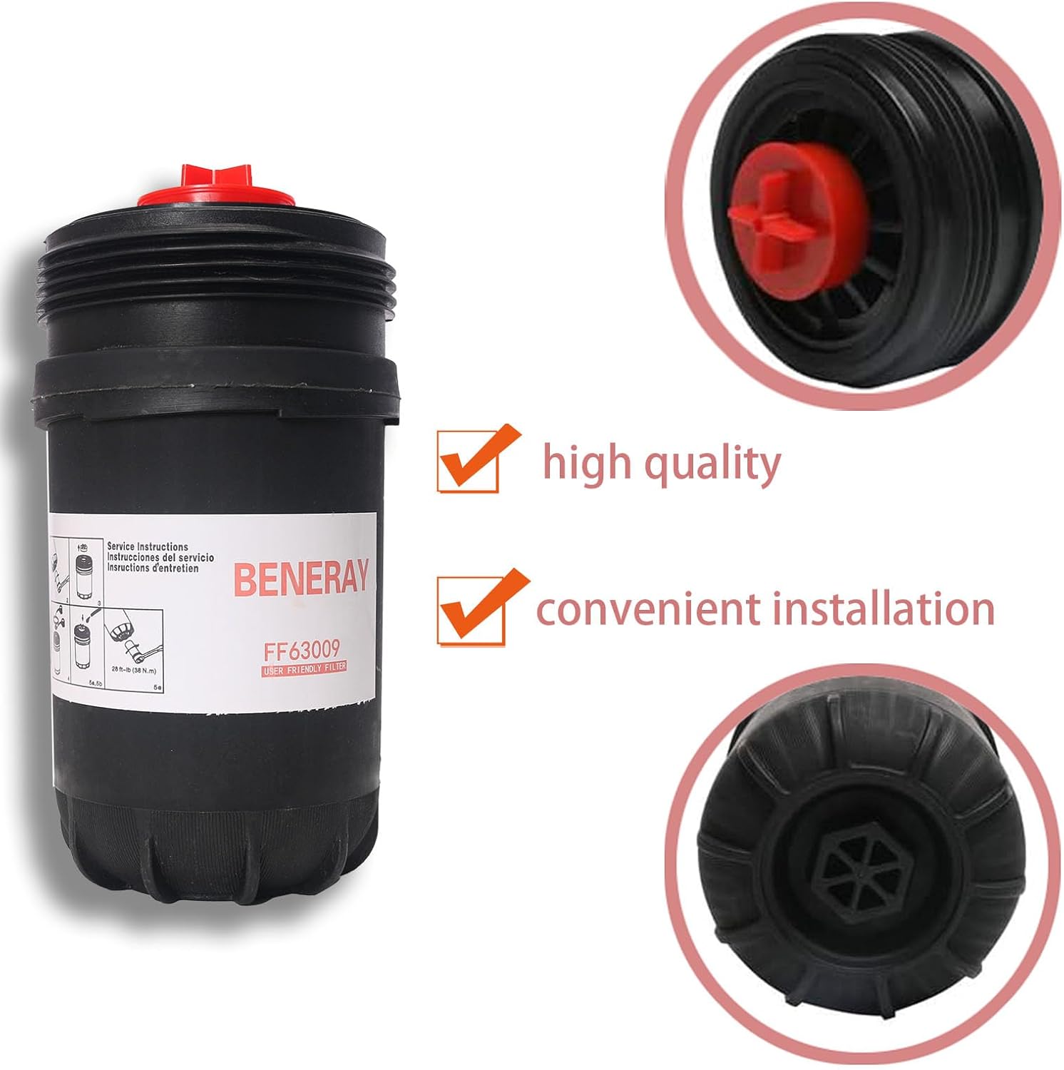 FF63009 FF63054NN Fuel Filter, Fits for Cummins B/L Series 6.7L Diesel Engines, Filtration Element 10 Micron 5303743 FF63008 BF63000 FH22168 FF63054NN 6Pcs