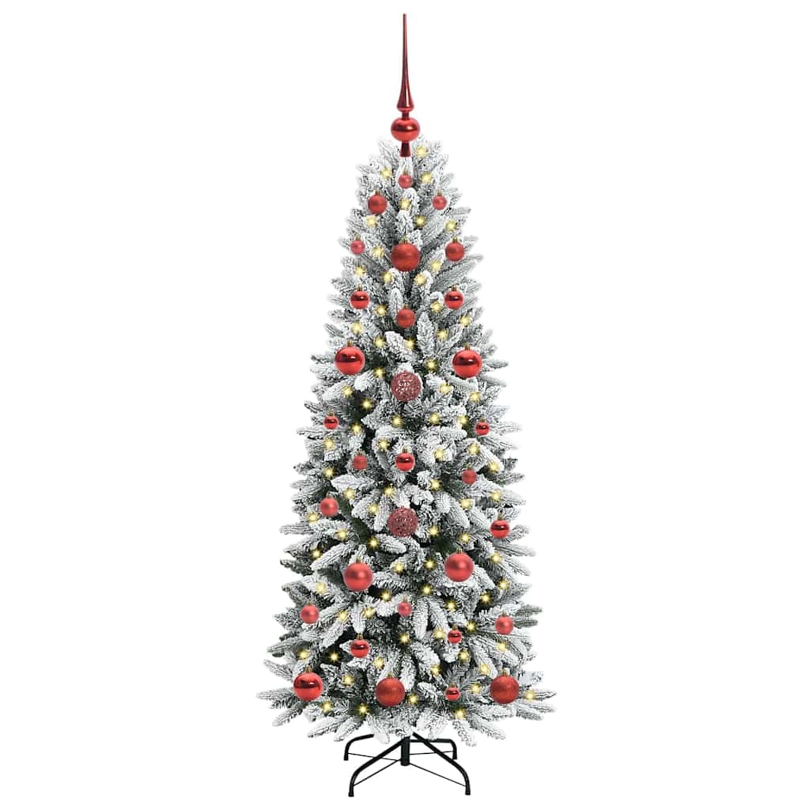 Gecheer Albero di Natale artificiale Bianco, design funzionale con luci LED calde, 53 x 53 x 120 cm, PVC alta qualità, look realistico per decorazioni festive e atmosfera accogliente