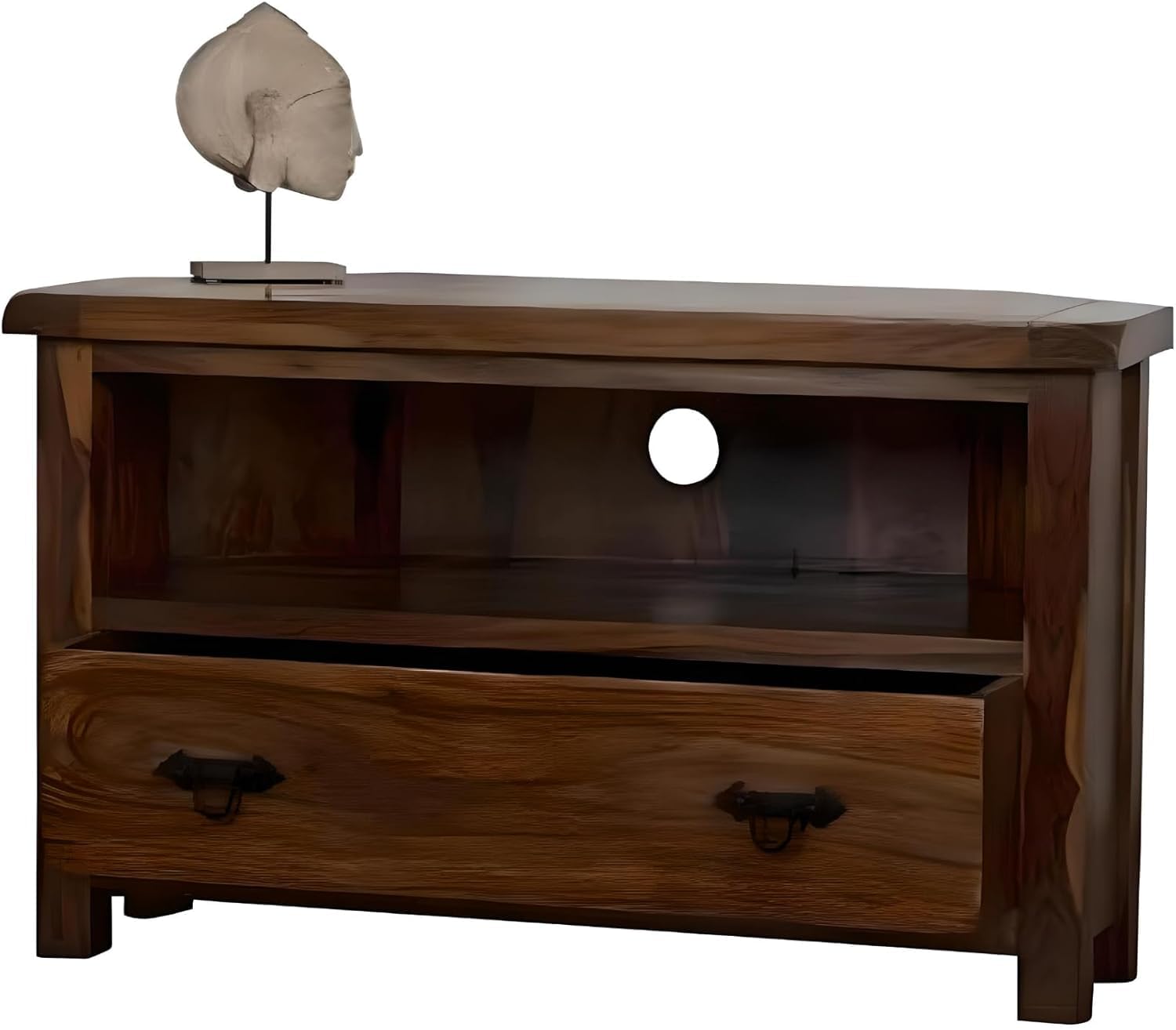 Oak & Pine Online Classically Modern Dark Wood Valencia Solid Sheesham Rosewood Corner TV Cabinet Stand Unit – Flat Screen Plasma Media Storage Furniture for Living Room Décor