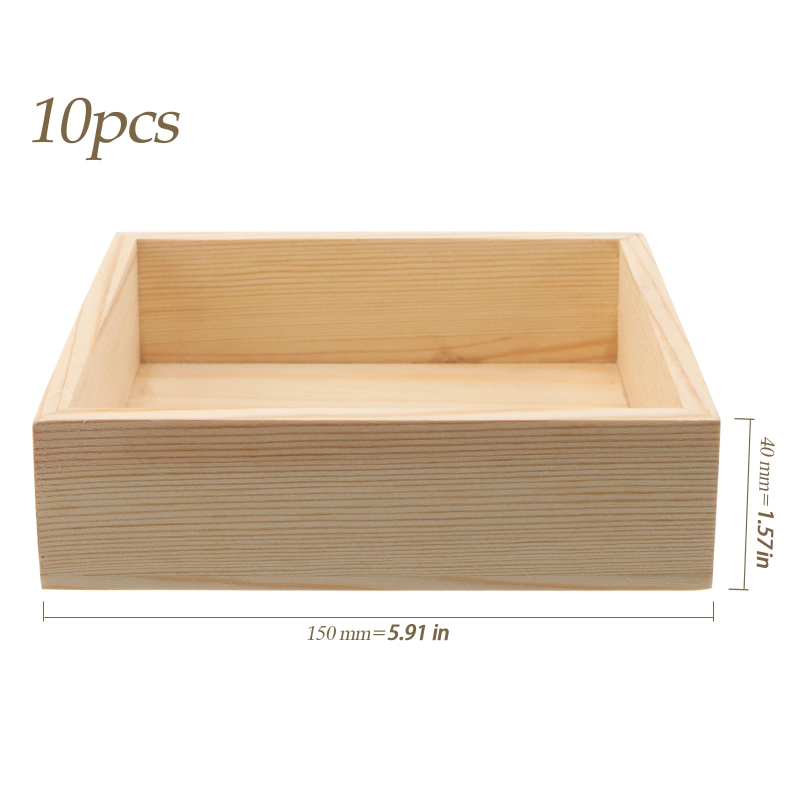 1Pack 6 x 6 Inch Unfinished Wooden Box, Square Wood Storage Box, Rustic Small Wooden Box Bulk Wood Organizer Box for Crafts, Collectibles, Succulent Plant Pot, Home Decor
