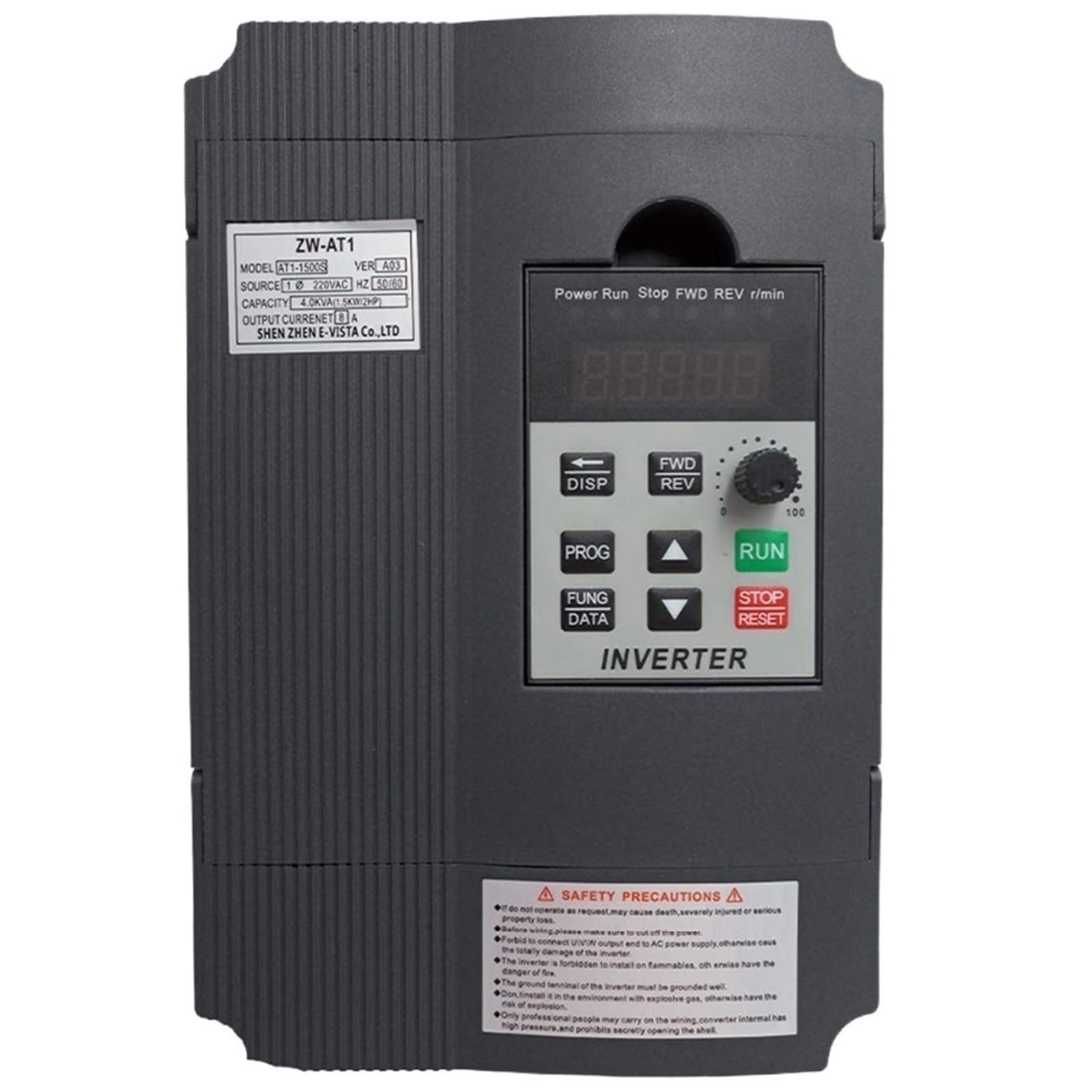 Onduleur à fréquence variable ZW-AT1 1.5 kW pour piloter vos machines en triphasé 220V