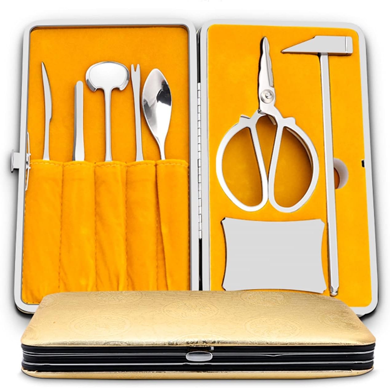 Seafood Tools Set 8-Pieces Stainless Steel Seafood Tool Set with Storage Bag Household Seafood Essential Tools for Crabs, Lobsters, Hairy Crabs Cracker Tools Kit