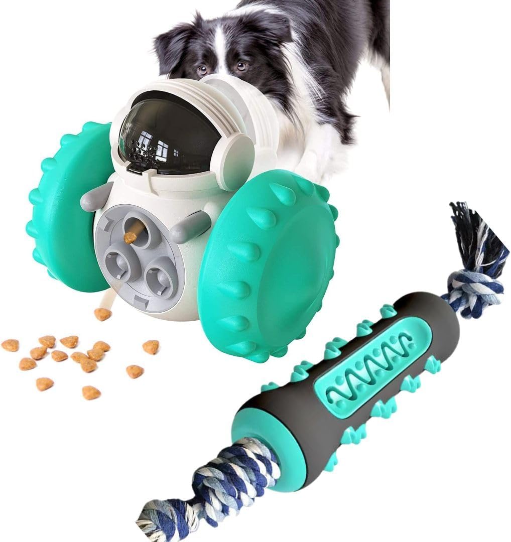 Dog Toys Set for Small and Large Dogs, Interactive Treat Dispenser Robot, Dental Chew Rope