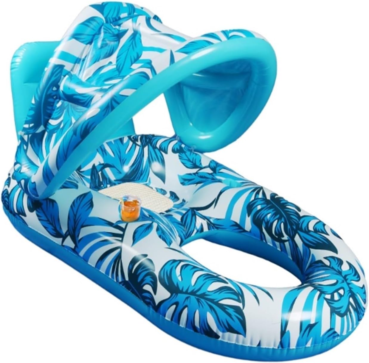 Pool Party，Vacation Resting，Travel, Sunbathing，Bea Summer Air Mattress with Sunshade Inflatable Water Sleeping Bed Floating Lounger Air Mattress Colorful, Easy to Handle