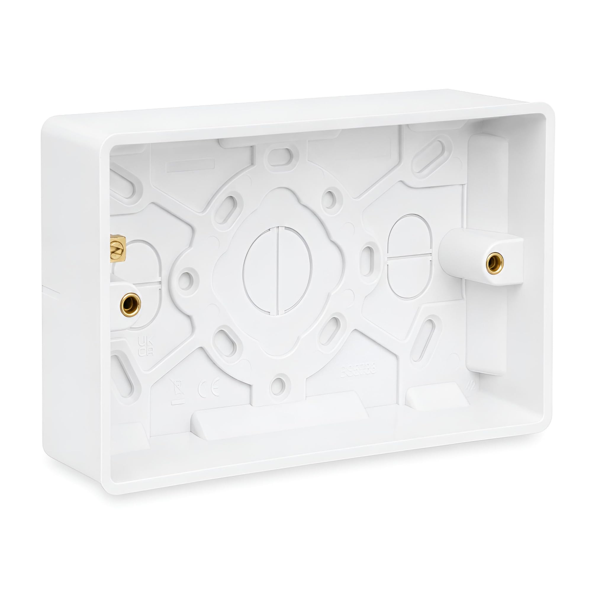AMK® 2 Gang Pattress Box 35mm Double Surface Mount White Wall Back Box