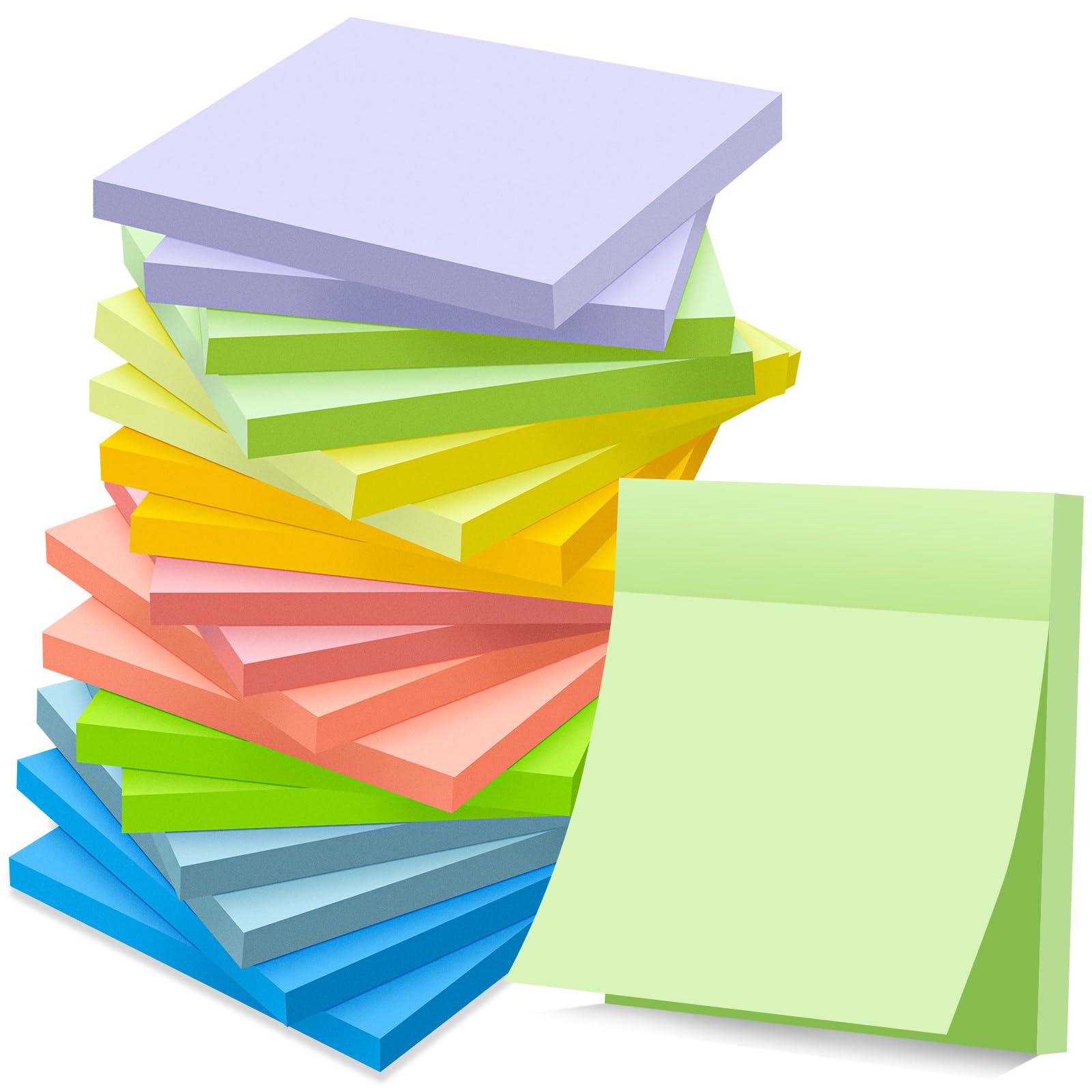 18 Pads Sticky Notes 3x3 inch, 9 Pastel Colors Self-Stick Pads