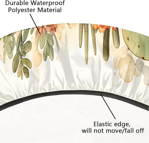 Vista 81 de Pardick Mantel redondo ajustable con diseño de flores de arte en acuarela con mantel elástico, mantel elástico redondo, impermeable, lavable, se