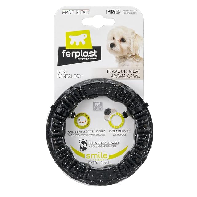 Ferplast Juguete Perro, Anillo Dispensador Comida Perros, Croquetas, en Material Duradero para Masticar