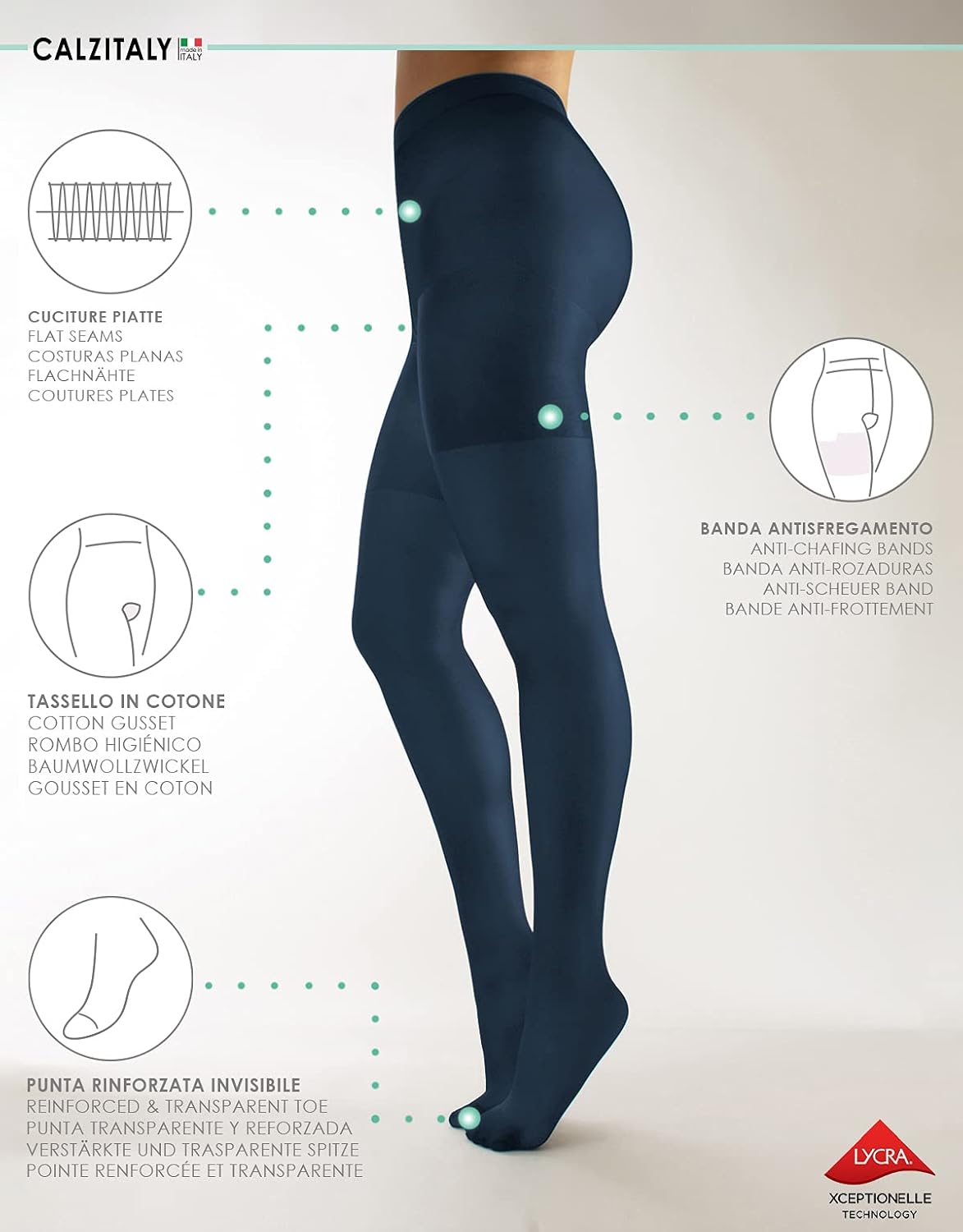 CALZITALY Plus Sizes Anti-Chafing Opaque Tights | 60 DEN | L - 4XL | Black | Italian Hosiery at  Women’s Clothing store