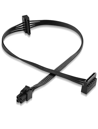ATX 4PIN to Dual SATA 15 PIN Adapter Extension Cable for Mechanical HDDs SSDs DVD/CD-ROMs 17.9 in./45.5 cm