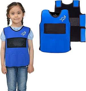 Weighted Vest for Kids Sensory Compression Vest Deep Pressure Comfort (Blue)