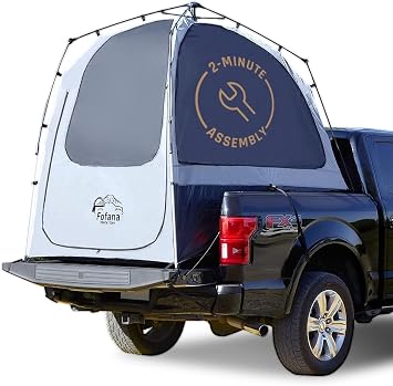 Fofana Truck Bed Instant Tent - Full Size, Gray, 2-Person - Instant Pop-Up Setup & Truck Bed Tent Pop Up for Pickup Camping & Outdoor Adventures