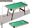 Billiard Game 48 Billiard Table Pool Table Set with Locking Legs Adjustable Feet Ball Cue Triangle Chalk Brush Portable Folding Billiard Game for Family Game Room