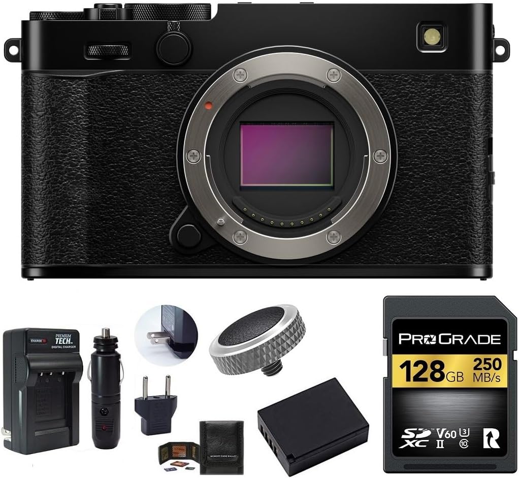 FUJIFILM X-E5 Mirrorless Camera Body, Includes: ProGrade Digital 128GB UHS-II SDXC Memory Card, Spare Battery and More (6 Items) (Silver)