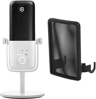 Elgato Wave:3 White - Premium Studio Quality USB Condenser Microphone for Streaming, Podcast, Gaming and Home Office & Wave Pop Filter, Anti-Plosive Noise Shield Eliminates Pops and Hisses
