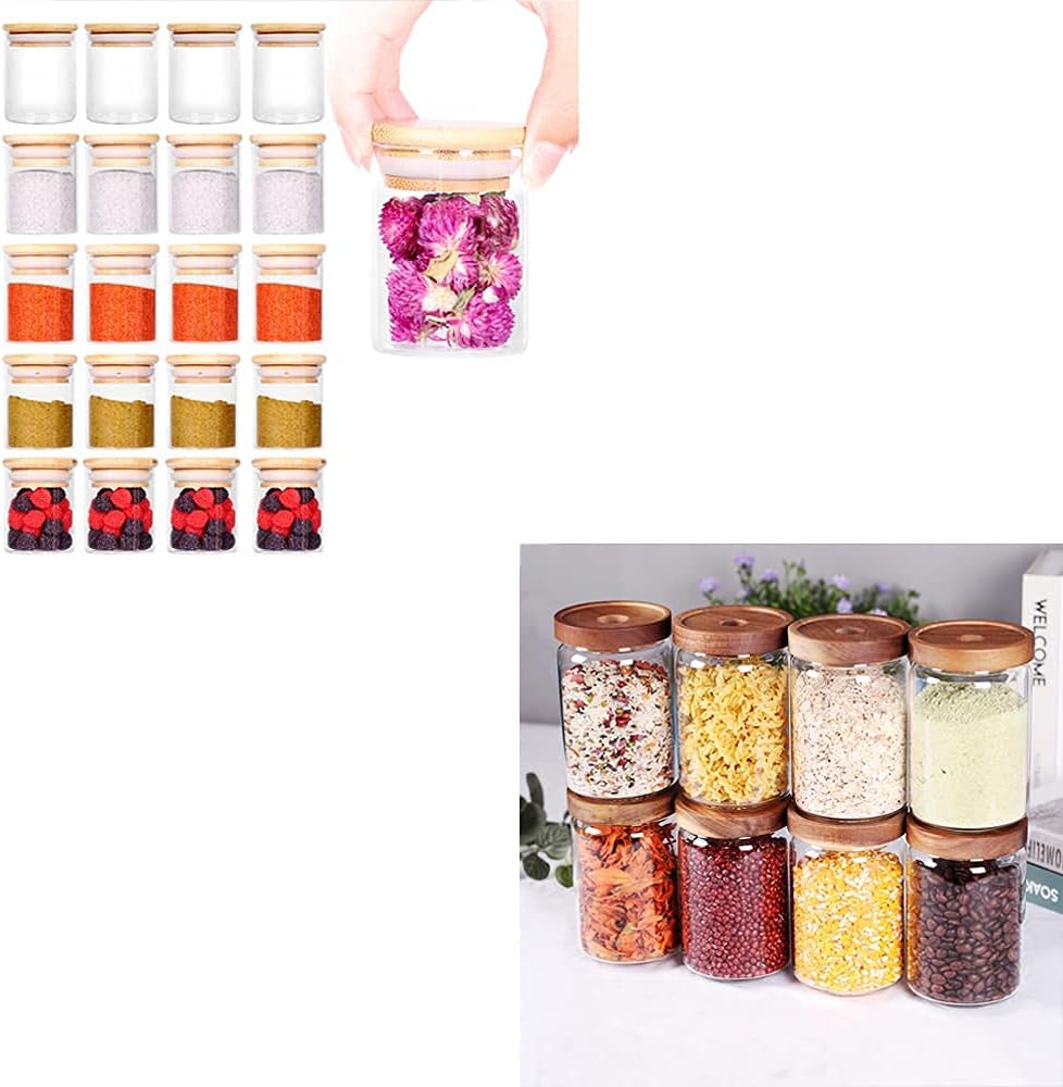 SAIOOL wood kitchen decor and glass pantry storage containers