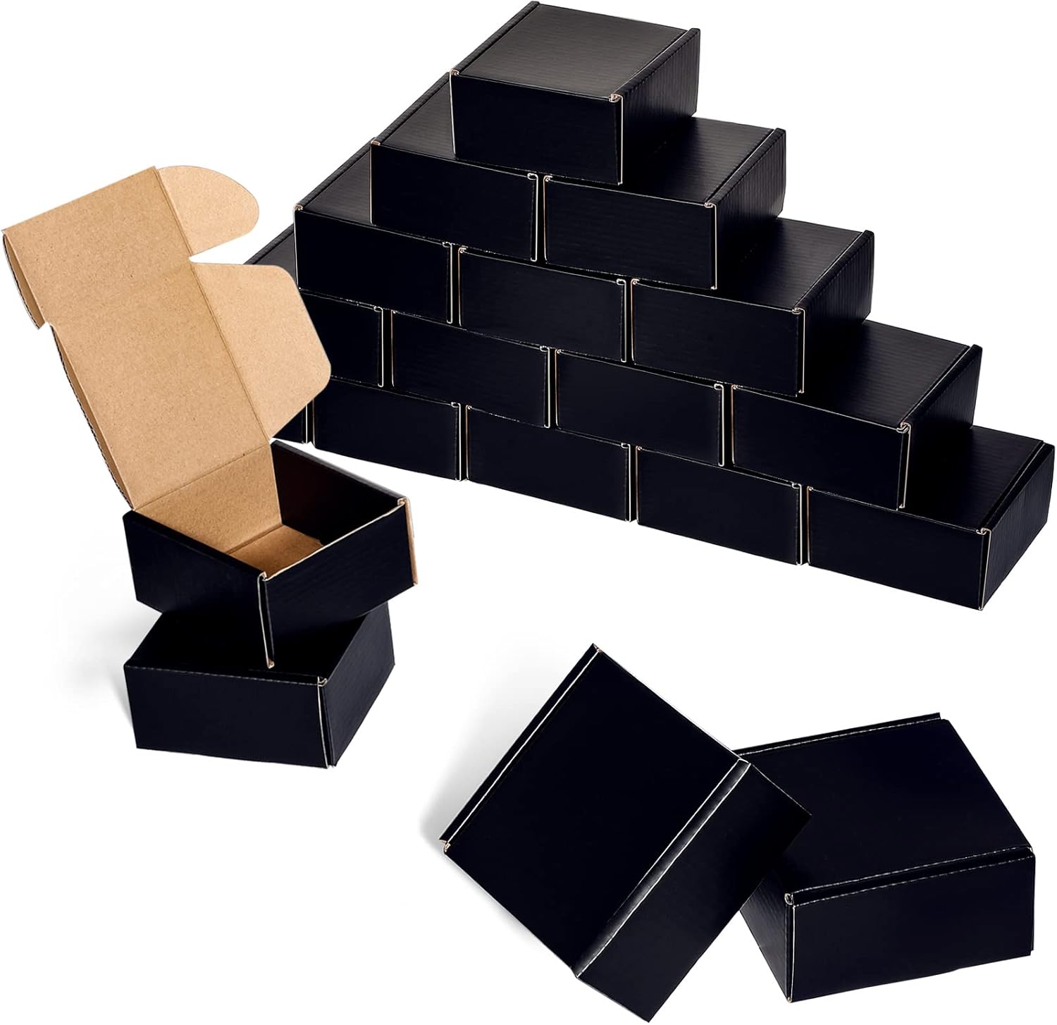 30 Pack 4 x 4 x 2 Inch Black Cardboard Small Shipping Boxes