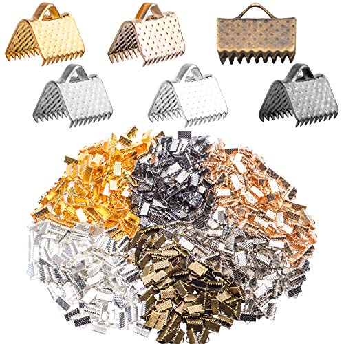 Pinch Crimp Ends,600Pcs Alloy Ribbon Clamps Ends Mixed Colors Ribbon Ends Crimp Ends Jewelry Making Findings for DIY Choker Anklets Crafts Making