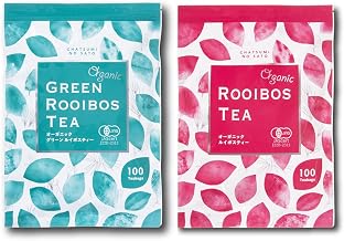 Tea Village Organic Green Rooibos and Organic Red Rooibos Tea Set (100 Bags Each)