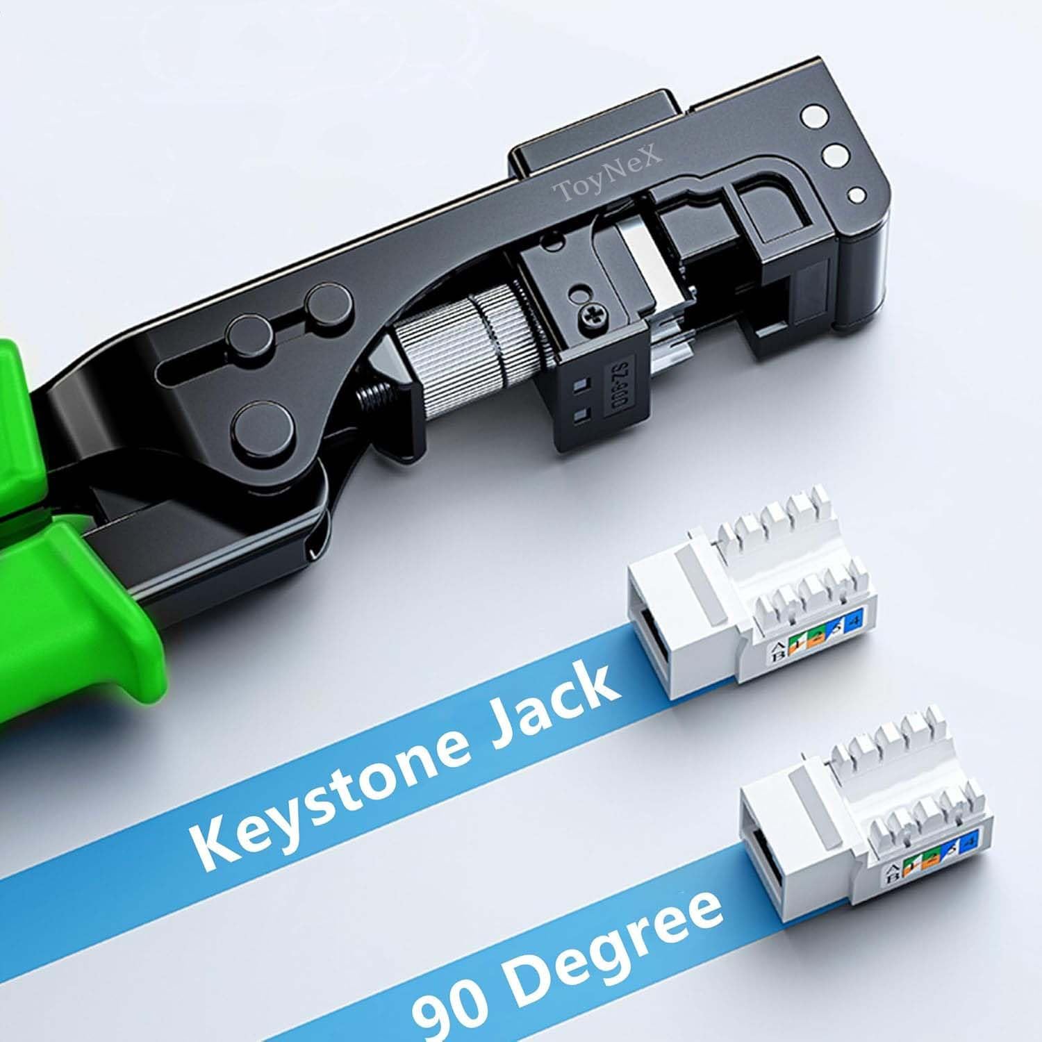 ToyNeX 90° Angled Speed Termination Keystone Tool - Time Saver Network Punch Down Tool - To Be Used ONLY with 90° Angled RJ45 Cat5e, Cat6a and Cat6 Keystone Jacks.(TNX-760B)(Green). 4